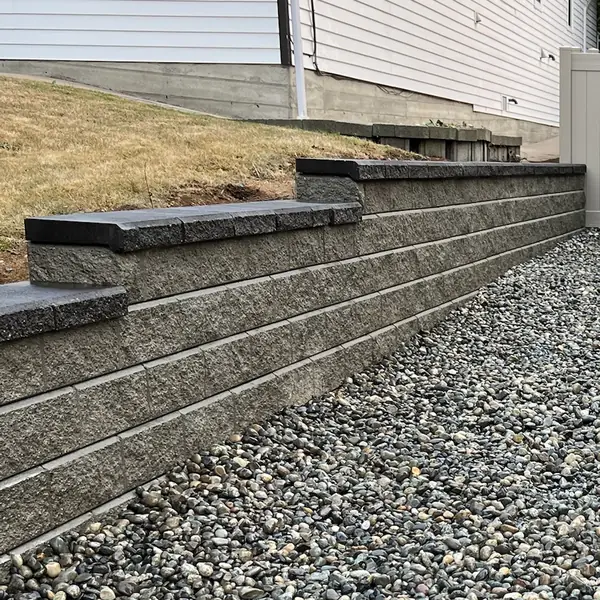 Block wall along a side yard: close-up from one of our jobs